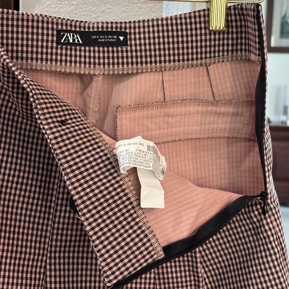 Zara Black & Pink Gingham Check Pleated Shorts - Size S - Picture 6 of 8